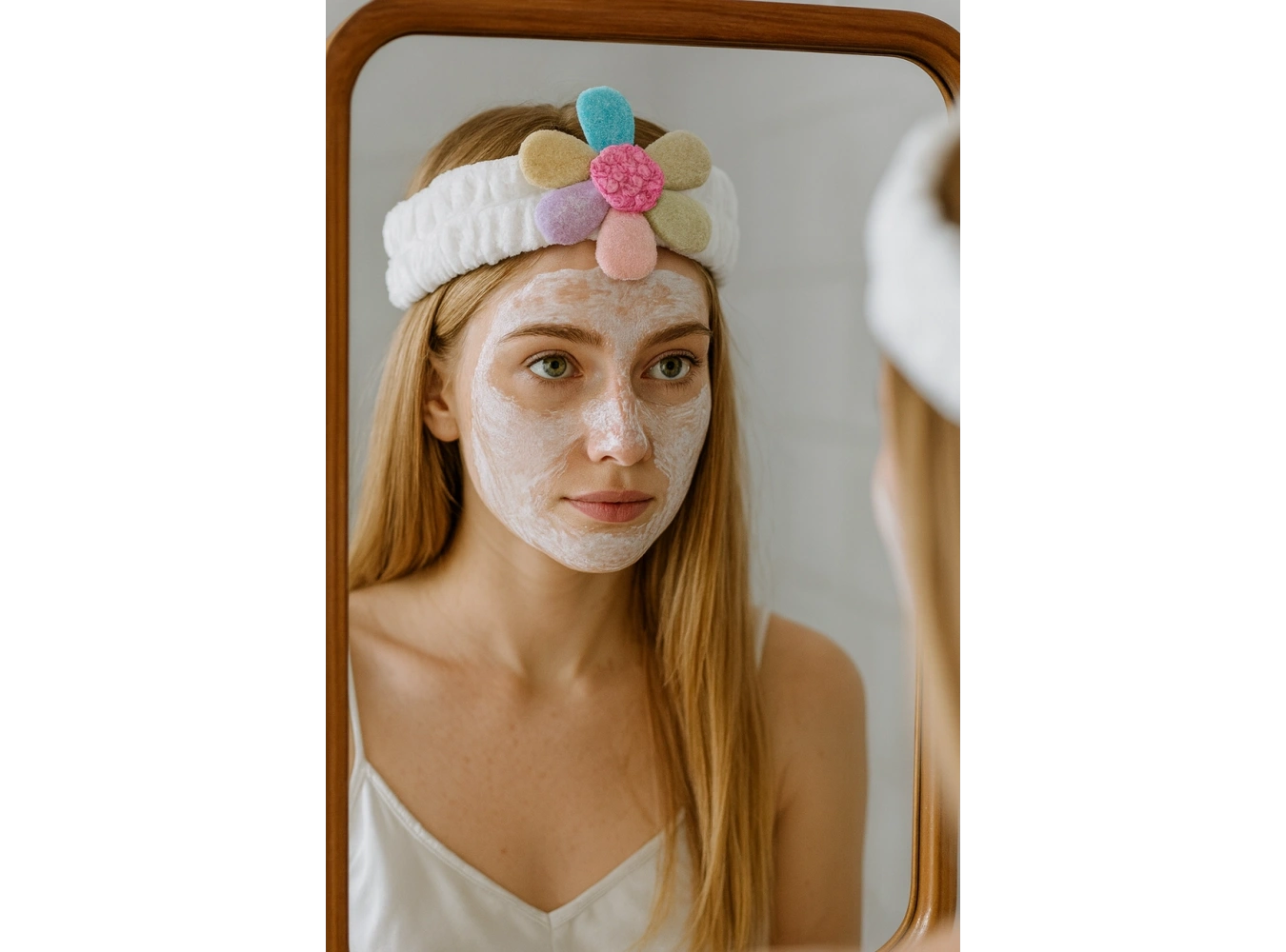 Beyaz Renk Çiçek Figürlü Peluş Saç Bandı