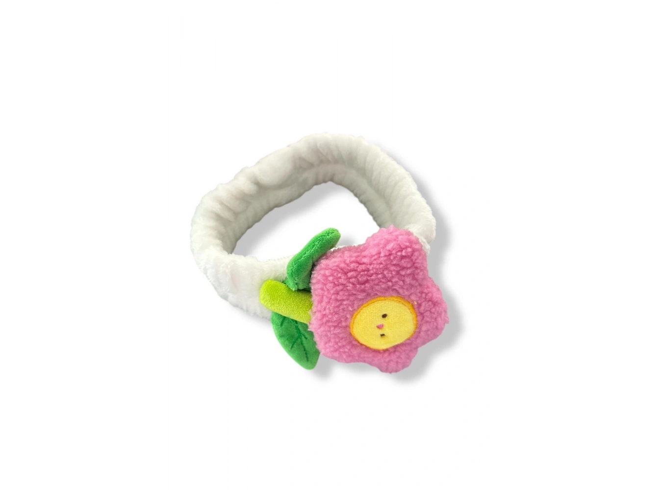 Beyaz Renk Çiçek Figürlü Peluş Saç Bandı