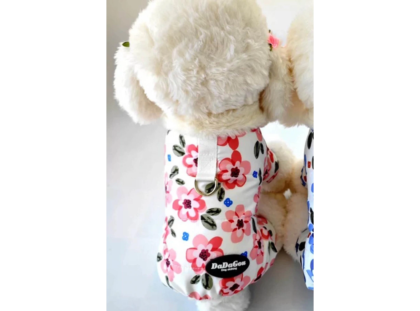 Beyaz Renk Çiçek Figürlü Su Geçirmez Kalın Tüylü Astarlı XL Köpek Mont