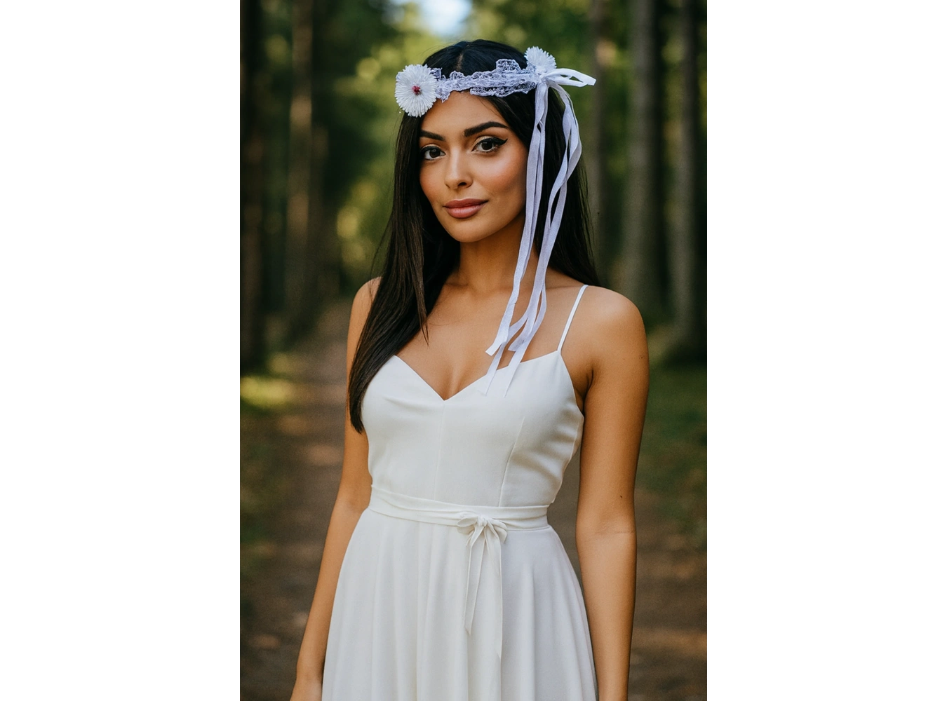 Beyaz Renk Çiçek Figürlü Taç