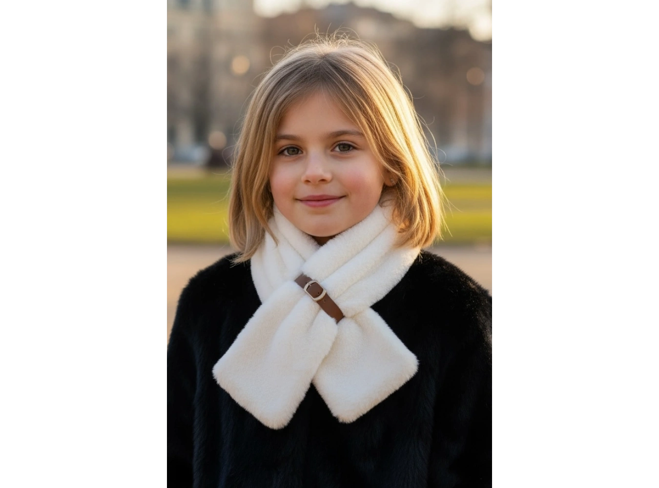 Beyaz Renk Çocuk Peluş Atkı