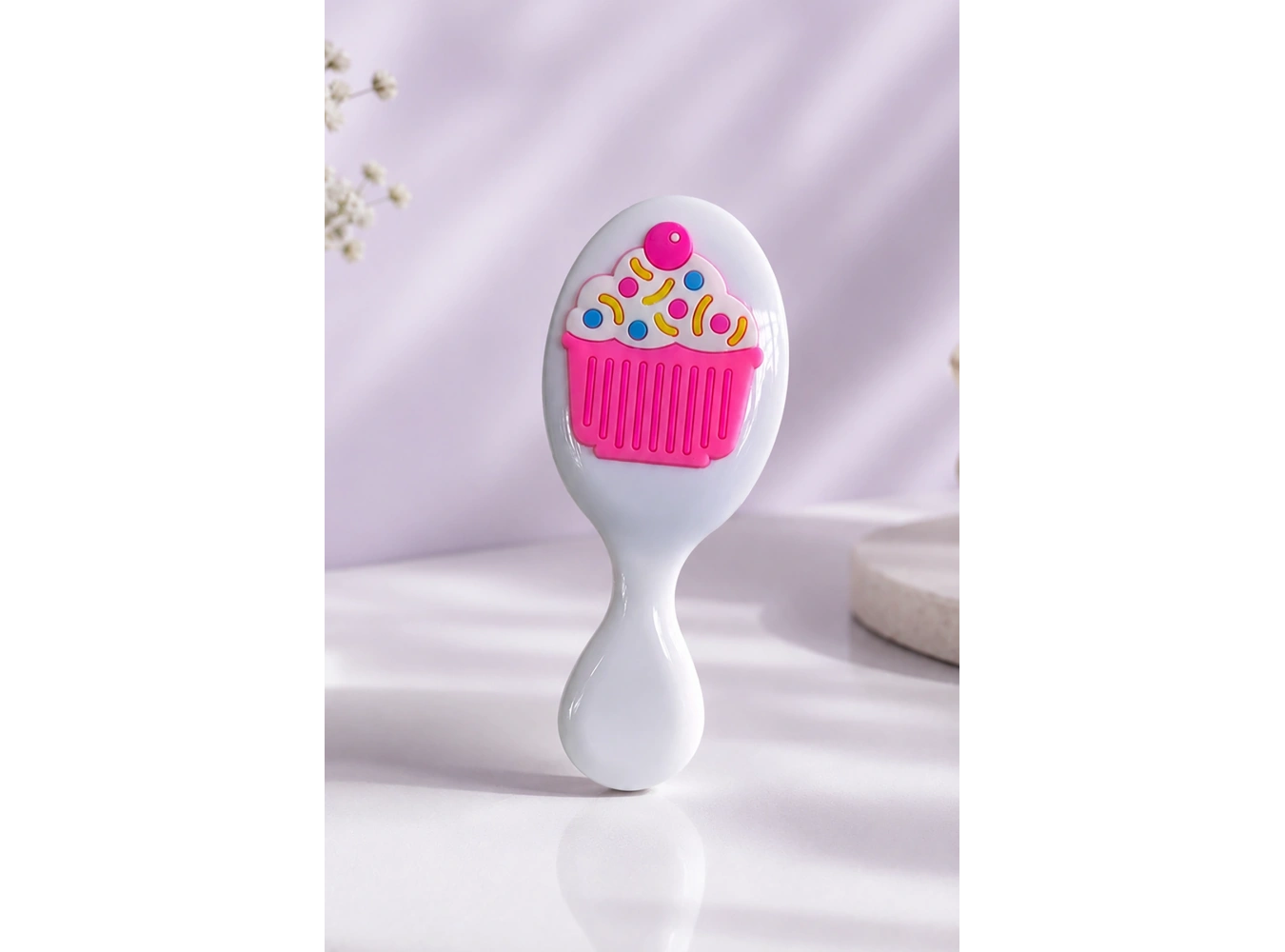 Beyaz Renk Cupcake Figürlü Çocuk Saç Tarama Fırçası/Tarak