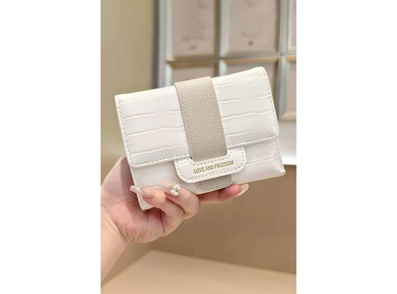 Beyaz Renk Deri Kadın Cüzdan/Kartlık