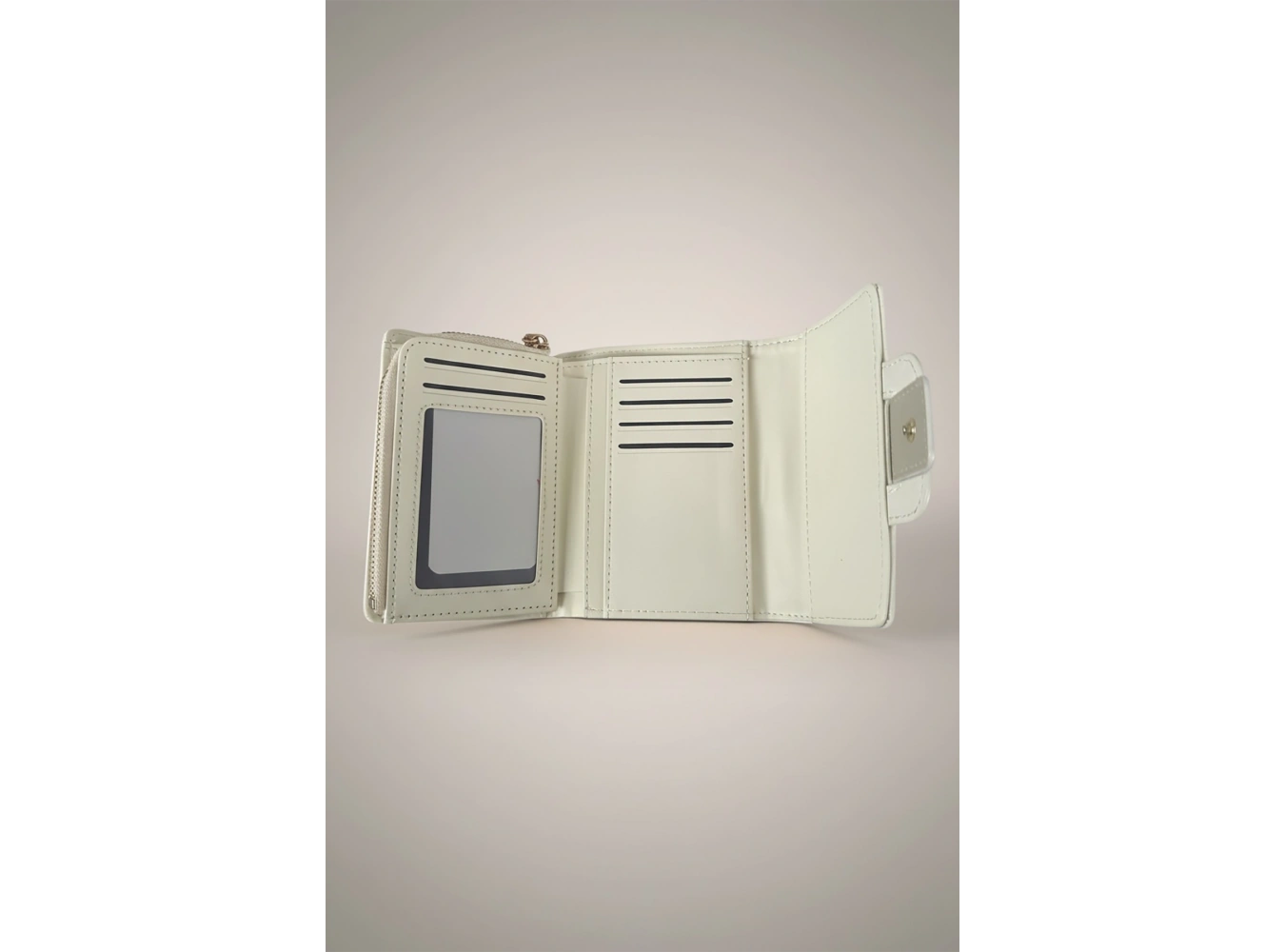 Beyaz Renk Deri Kadın Cüzdan/Kartlık