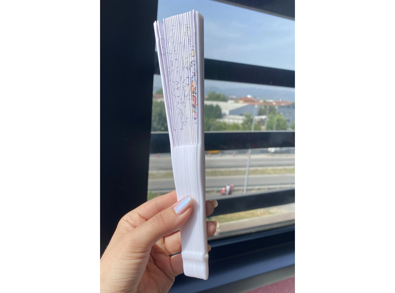 Beyaz Renk Desenli Yelpaze