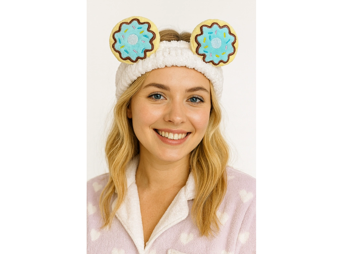 Beyaz Renk Donut Figürlü Peluş Saç Bandı