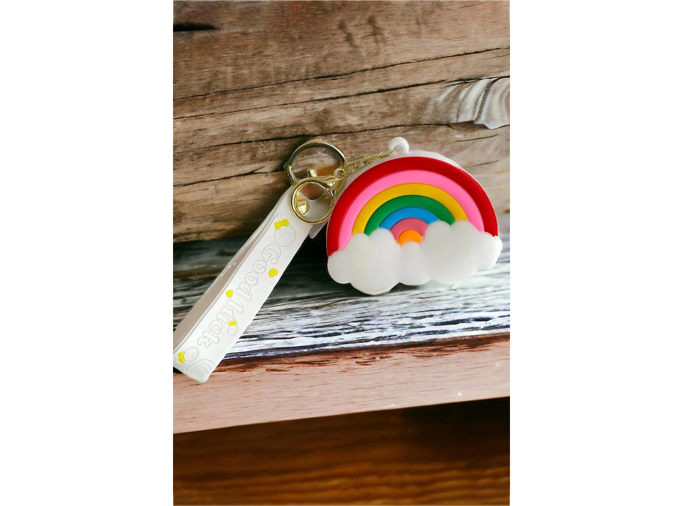 Beyaz Renk Gökkuşağı Figürlü  Cüzdan/ Anahtarlık