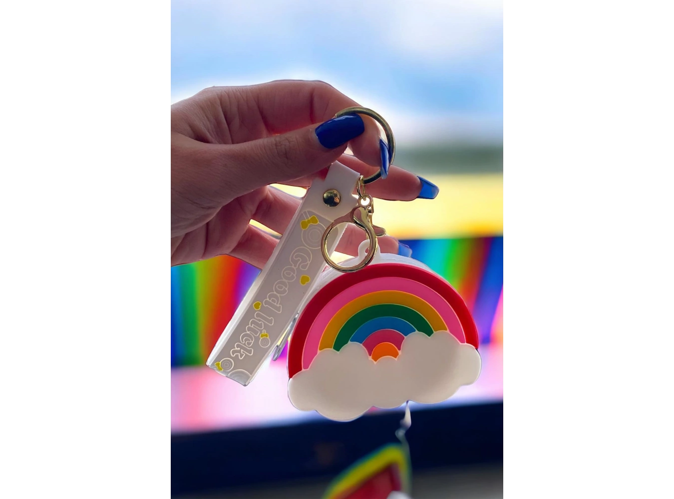 Beyaz Renk Gökkuşağı Figürlü  Cüzdan/ Anahtarlık