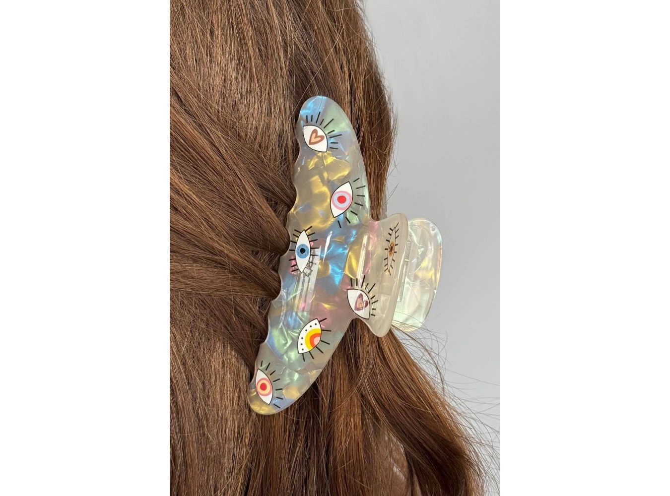 Beyaz Renk Göz Figürlü Kemik Mandal Toka