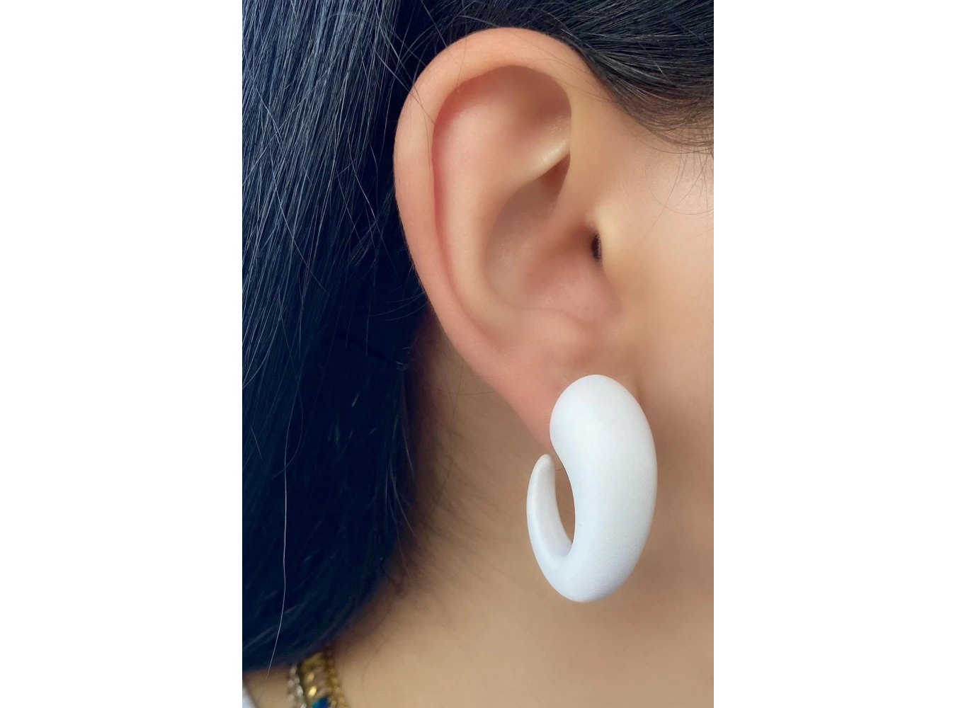 Beyaz Renk Halka Küpe (Çift)