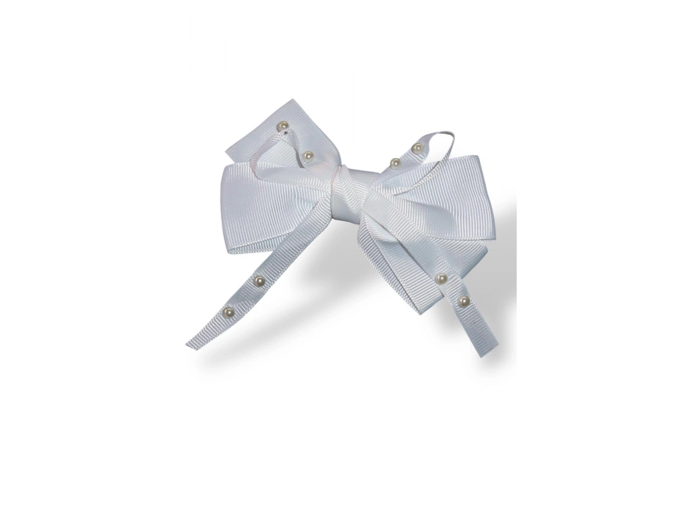 Beyaz Renk İnci Detaylı Kurdele Figürlü Pens Toka