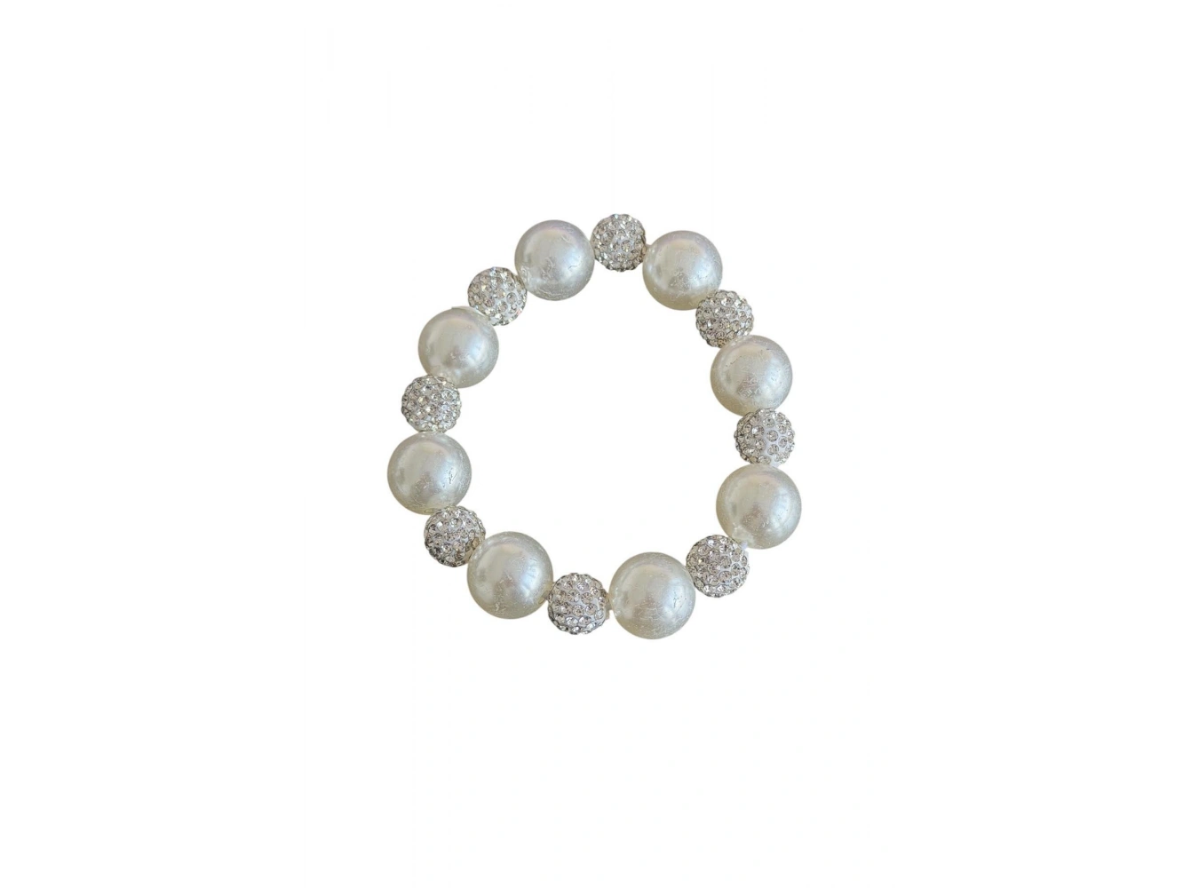 Beyaz Renk İnci Ve Taş Detaylı Lastik Toka