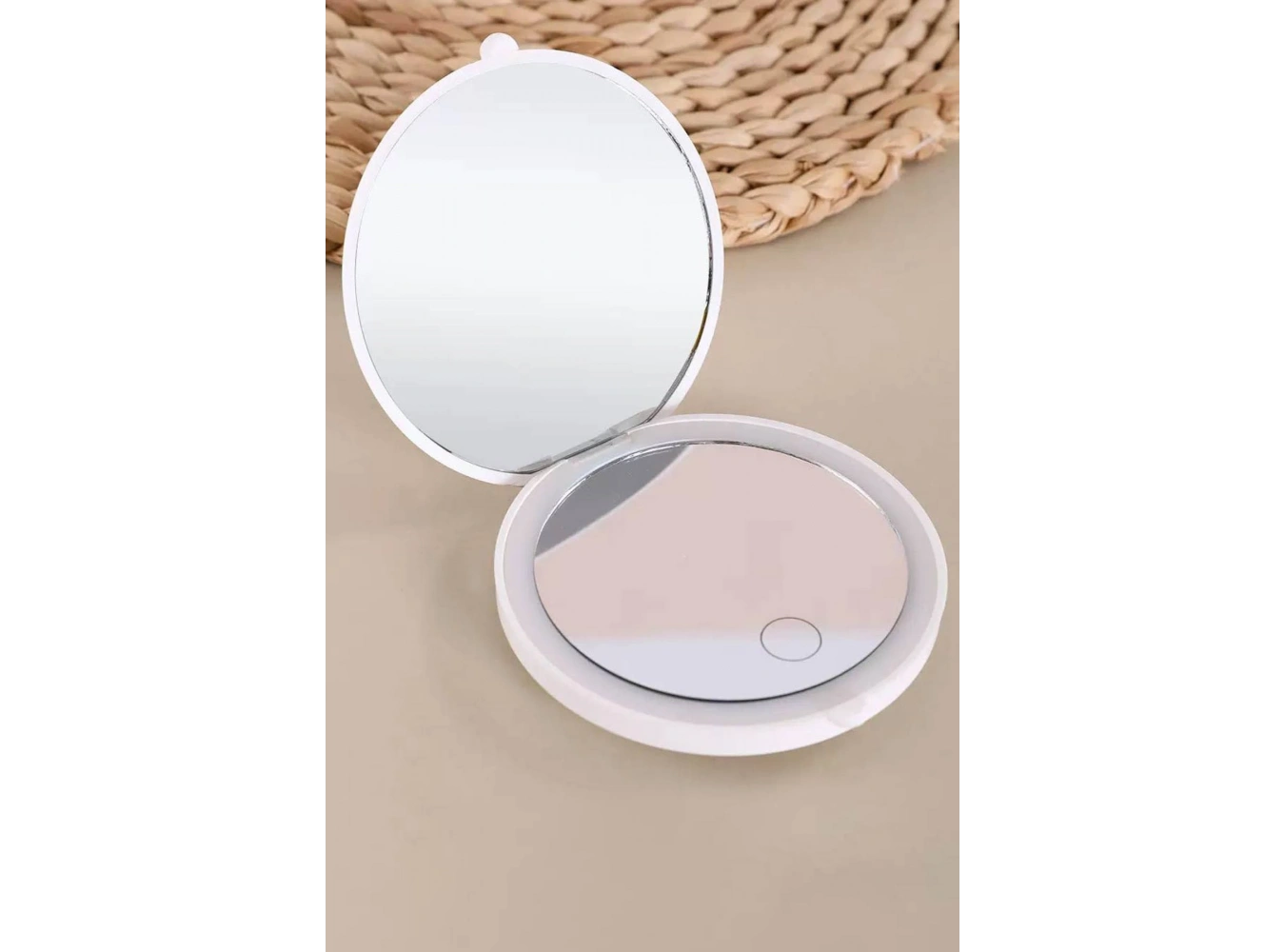 Beyaz  Renk Işıklı Makyaj Aynası/ Cep Ayna
