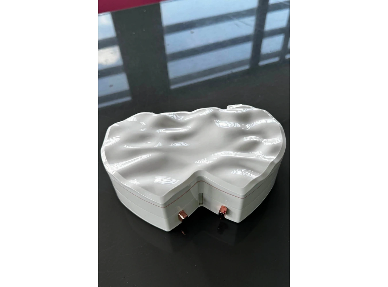 Beyaz Renk Kalp Figürlü Aynalı Çekmeceli Takı Organizeri