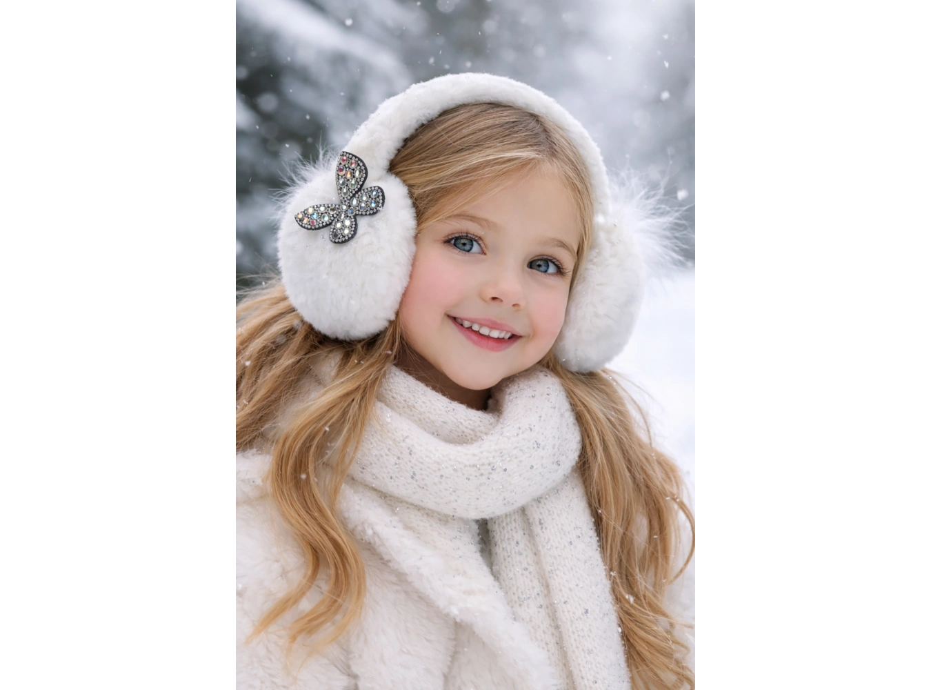 Beyaz Renk Kelebek Detaylı Peluş Kulaklık