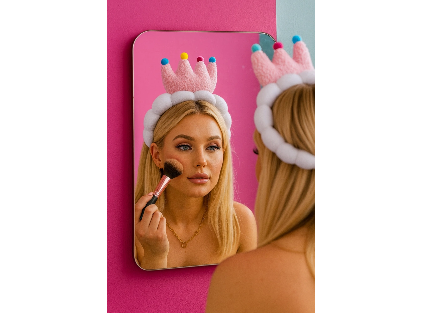 Beyaz Renk Kral Tacı Detaylı Spa Saç Bandı Havlu Taç