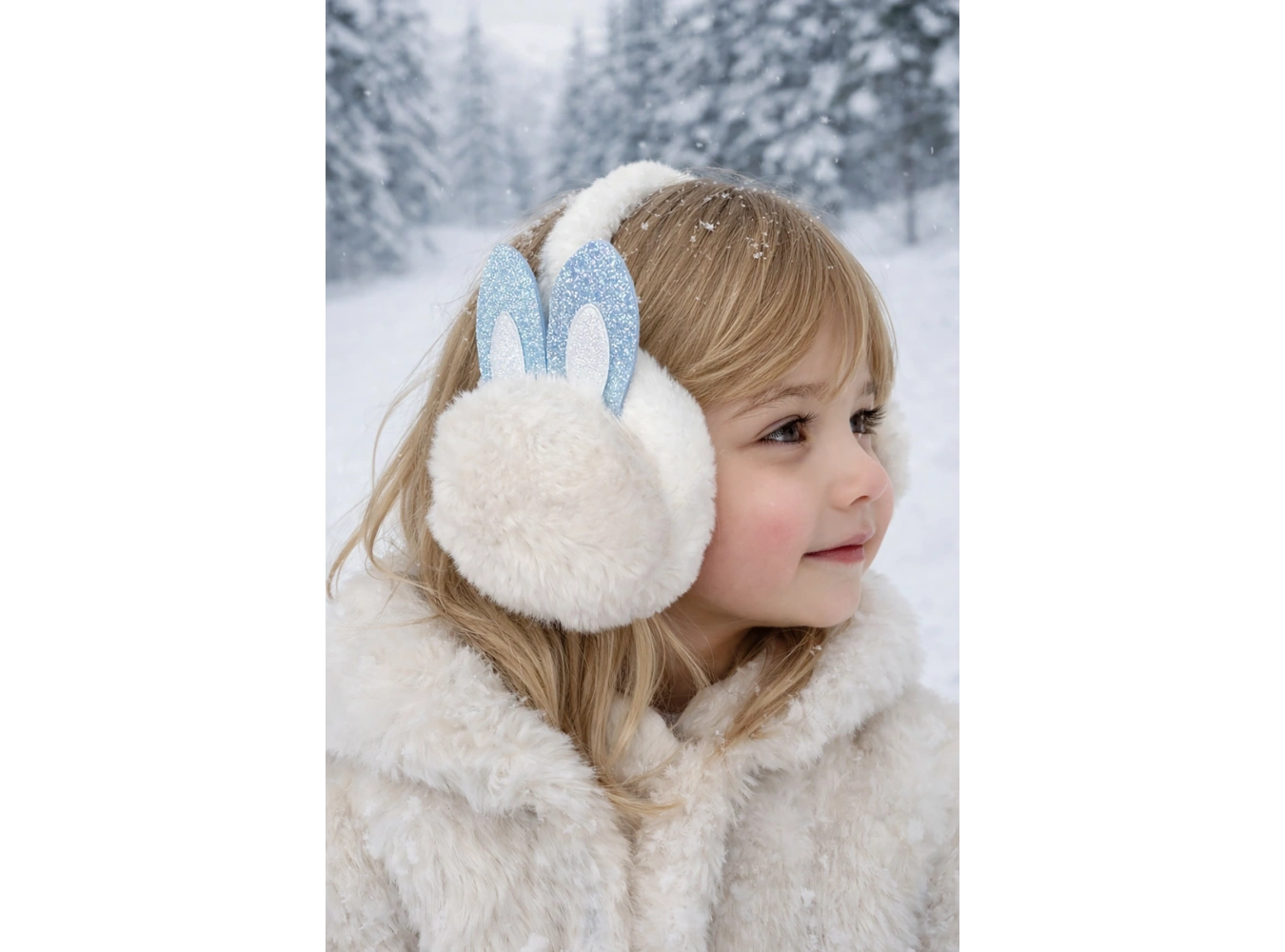 Beyaz Renk Kulak Figürlü Peluş Kulaklık