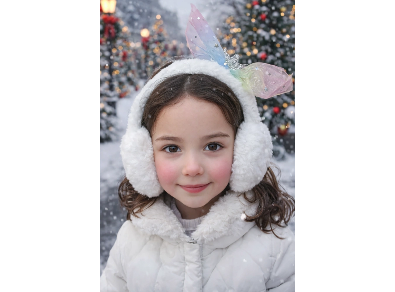 Beyaz Renk Kurdele Figürlü Peluş Kulaklık