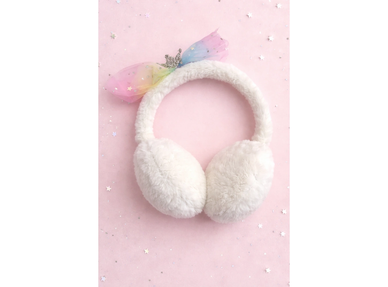 Beyaz Renk Kurdele Figürlü Peluş Kulaklık