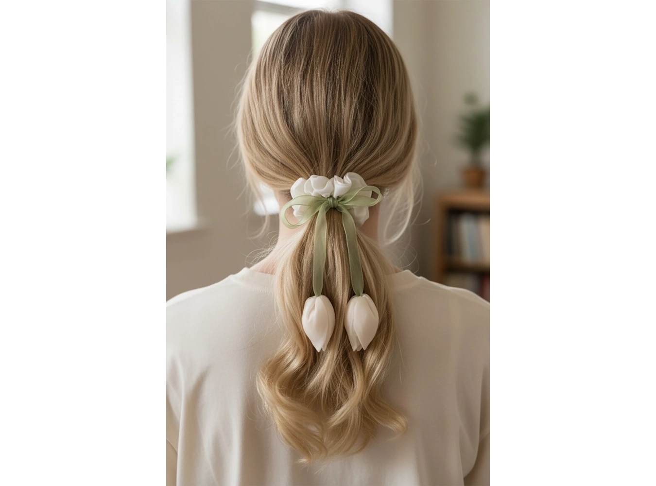 Beyaz Renk Lale Figürlü Simit Toka