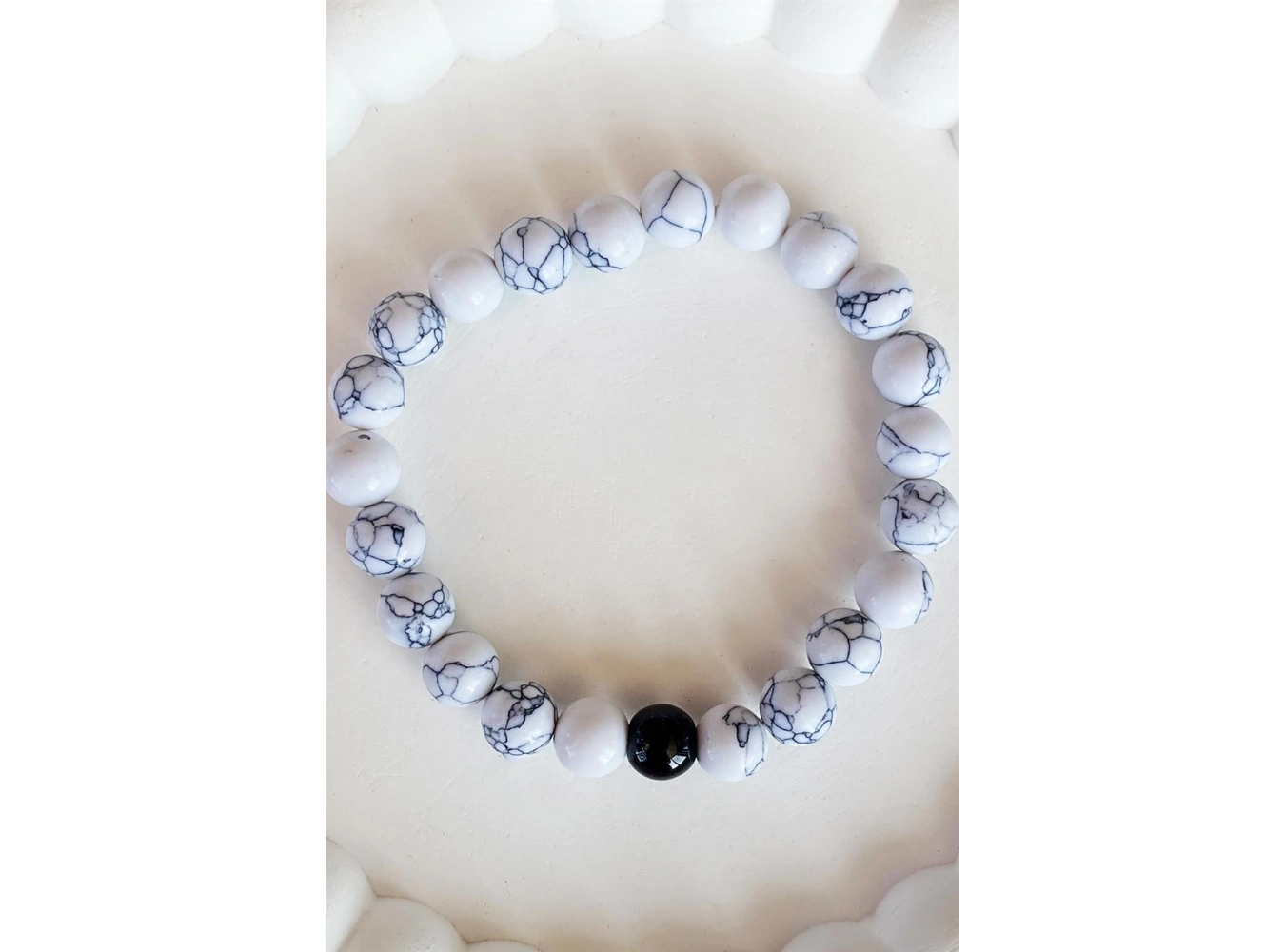 Beyaz Renk Mermer Desenli Erkek Bileklik