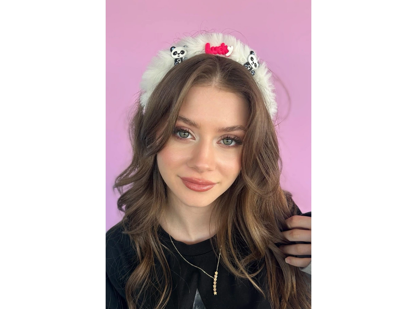 Beyaz Renk Panda Figürlü Peluş Taç