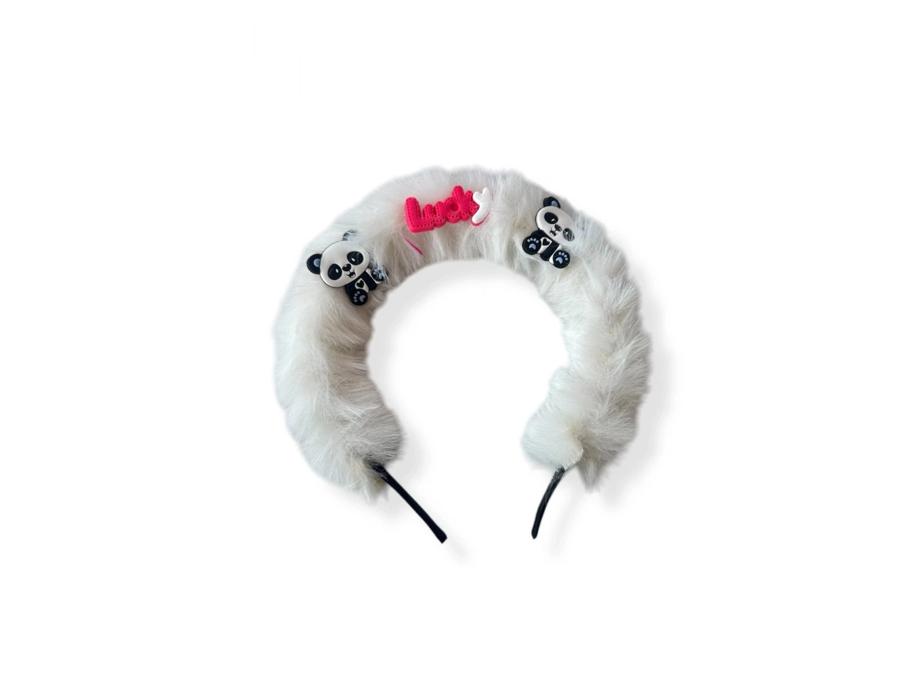 Beyaz Renk Panda Figürlü Peluş Taç