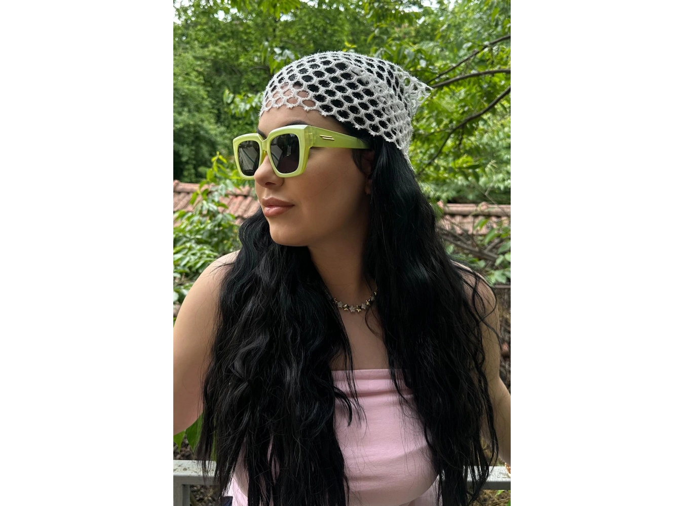 Beyaz Renk Simli Fular