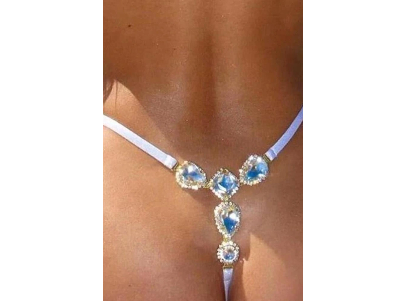 Beyaz Renk Taş Detaylı Tanga