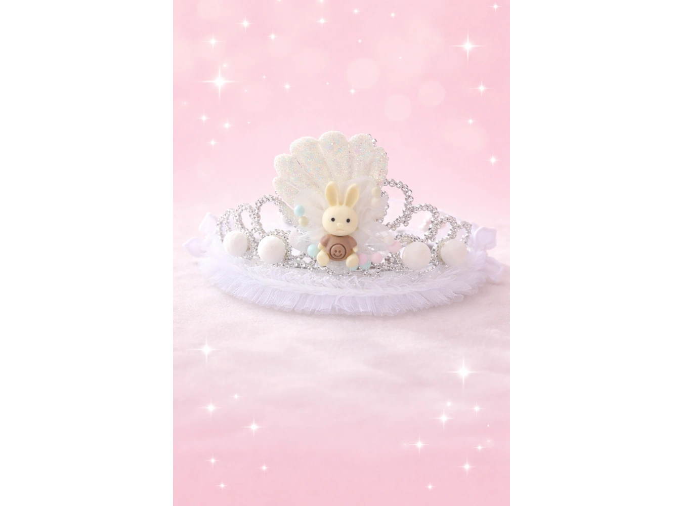 Beyaz Renk Tavşan Figürlü Çocuk Taç