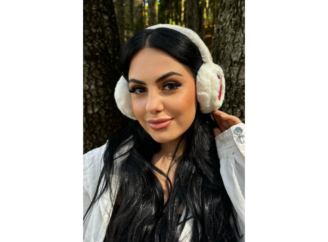 Beyaz Renk Tavşan Figürlü Peluş Kulaklık