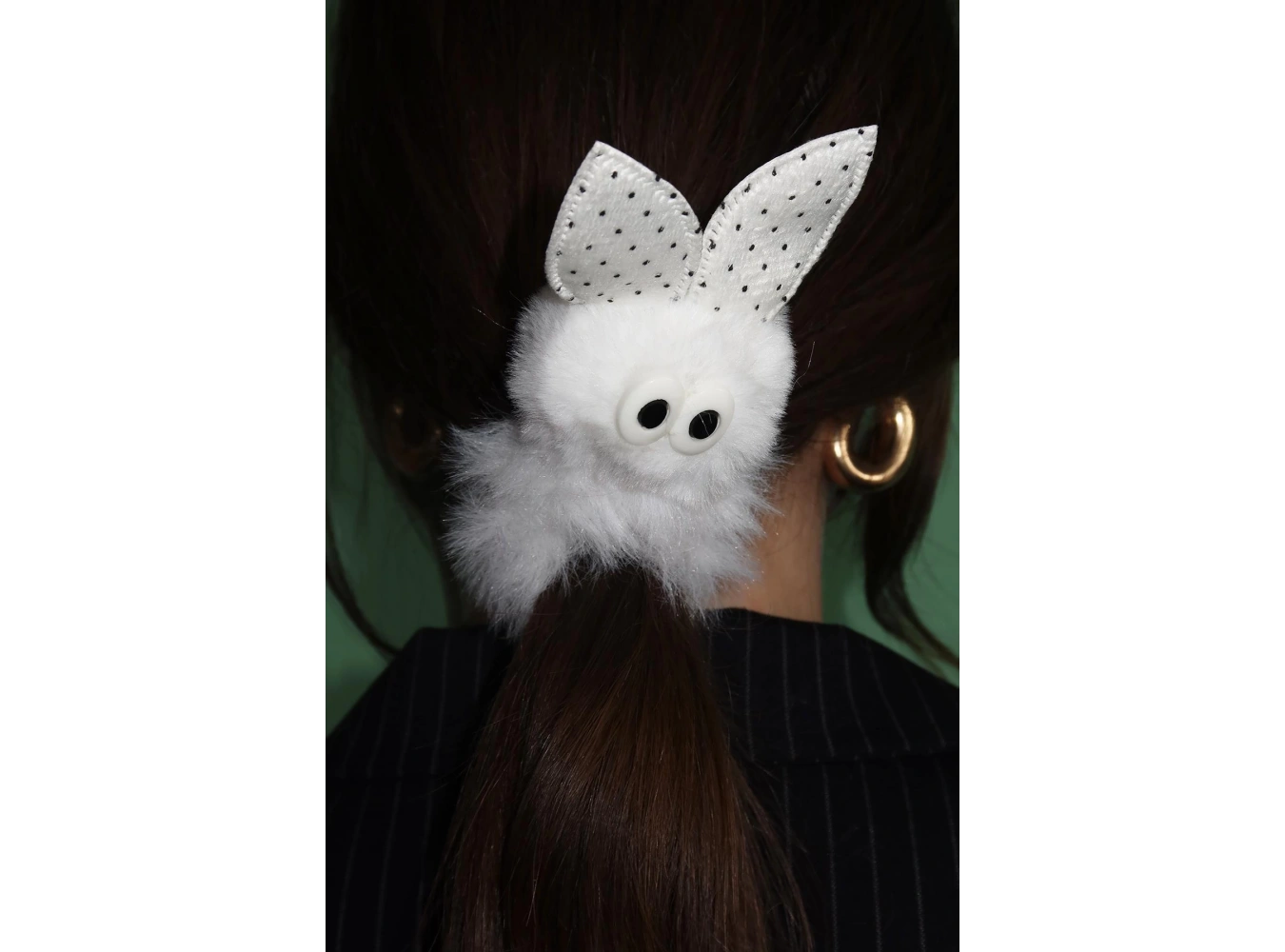 Beyaz Renk Tavşan Figürlü Peluş Simit Toka