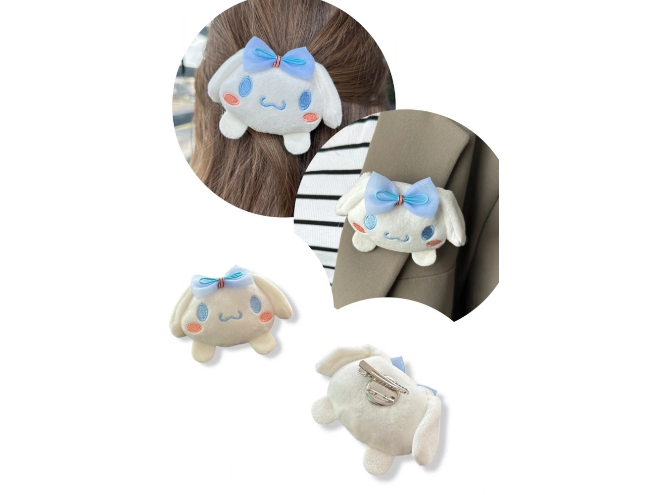 Beyaz Renk Tavşan Figürlü Rozet / Toka