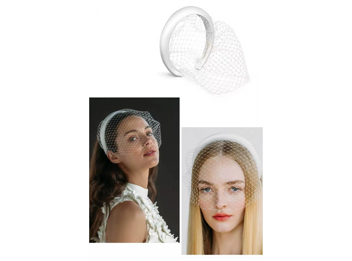 Beyaz Renk Tül Detaylı Saç Aksesuarı/ Nikah Düğün Gelin Taç