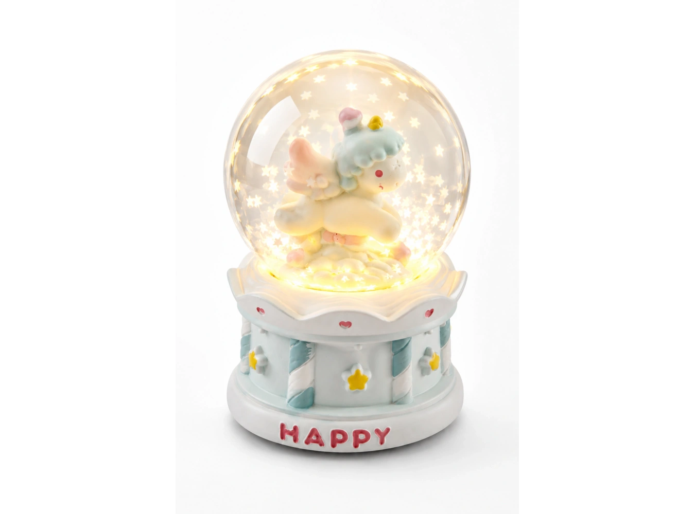 Beyaz Renk Unicorn Figürlü Işıklı Mini Küre