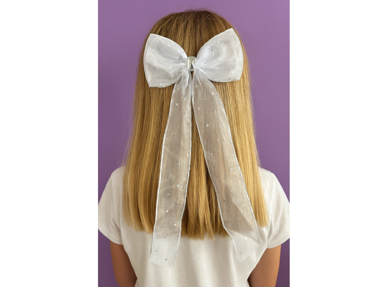 Beyaz  Renk Yıldız Detaylı Taşlı Kurdele Otomat Toka