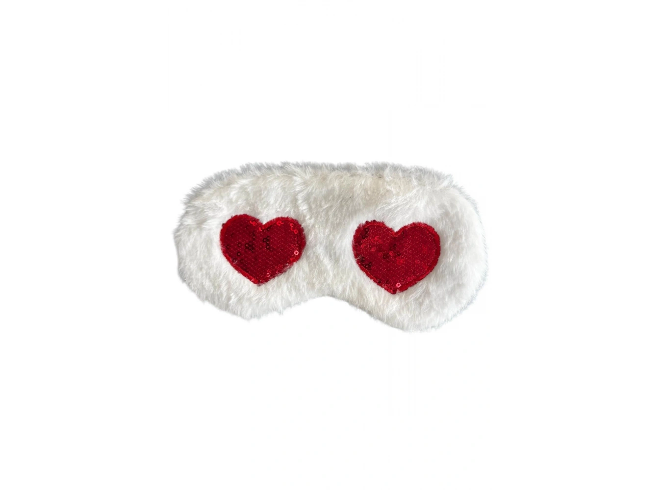 Beyaz Ve Kırmızı Renk Kalp Figürlü Peluş Uyku Bandı