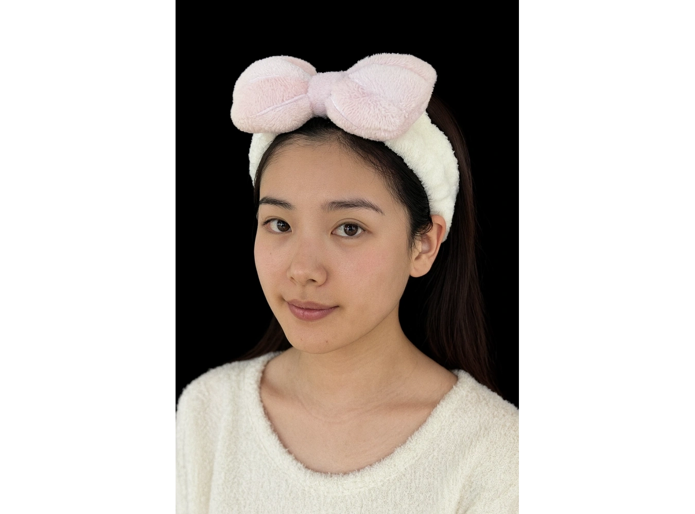 Beyaz Ve Lila Renk Kurdele Figürlü Peluş Saç Bandı