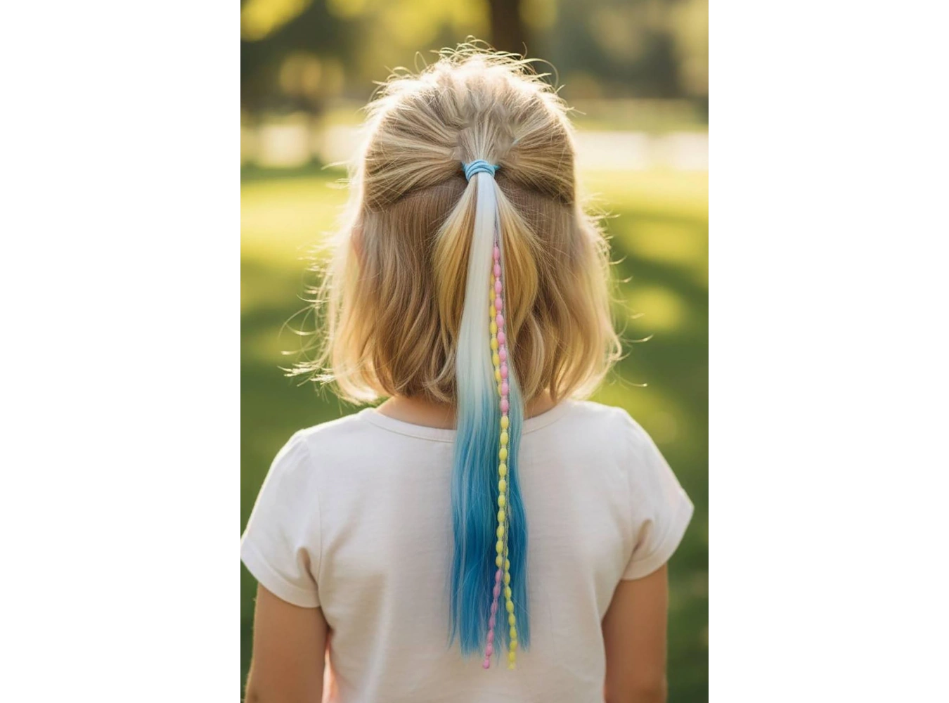 Beyaz Ve Mavi Renk Saç Detaylı Lastik Toka