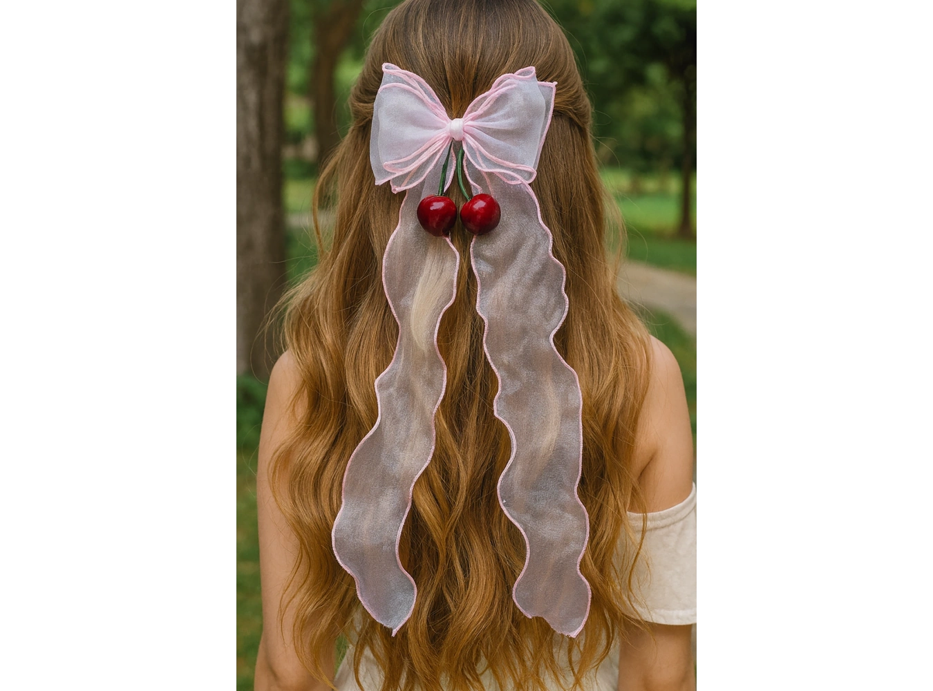 Beyaz Ve Pembe Renk Kiraz Figürlü Otomat Toka