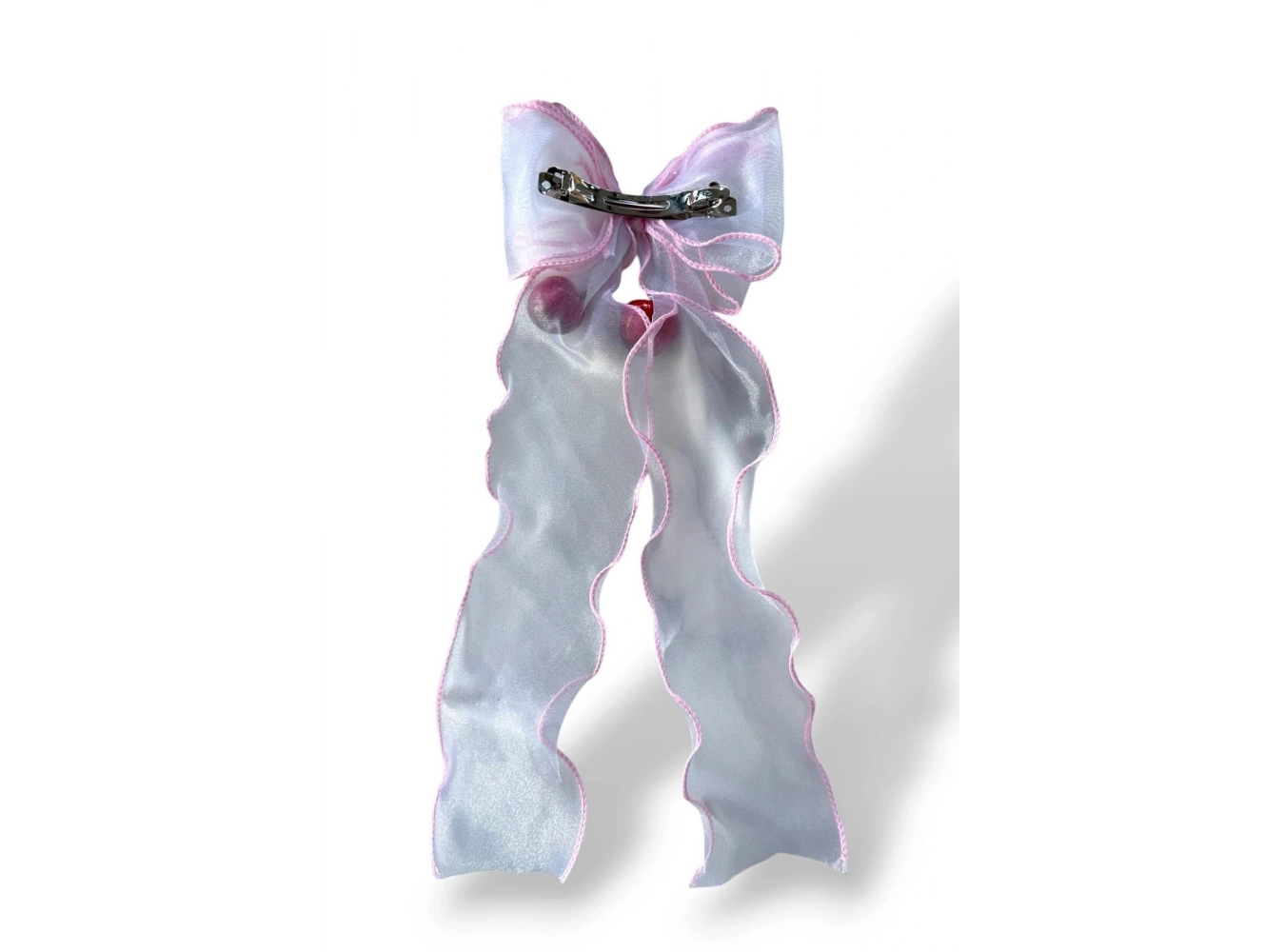 Beyaz Ve Pembe Renk Kiraz Figürlü Otomat Toka