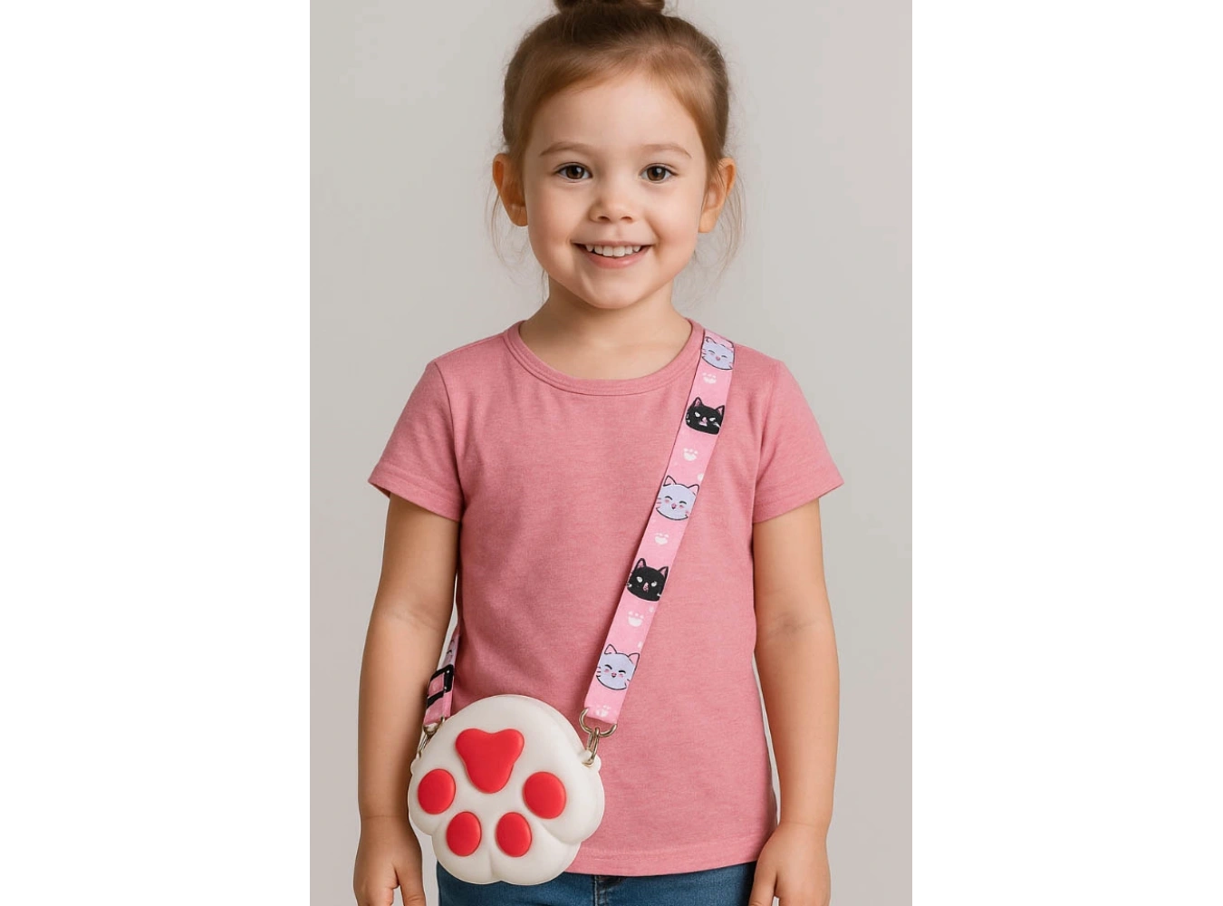 Beyaz Ve Pembe Renk Pati Figürlü Çocuk Çanta