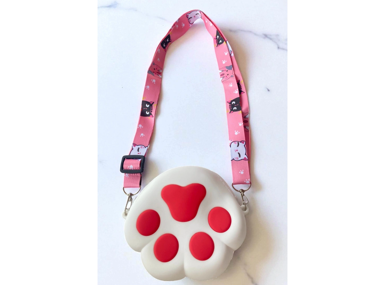 Beyaz Ve Pembe Renk Pati Figürlü Çocuk Çanta