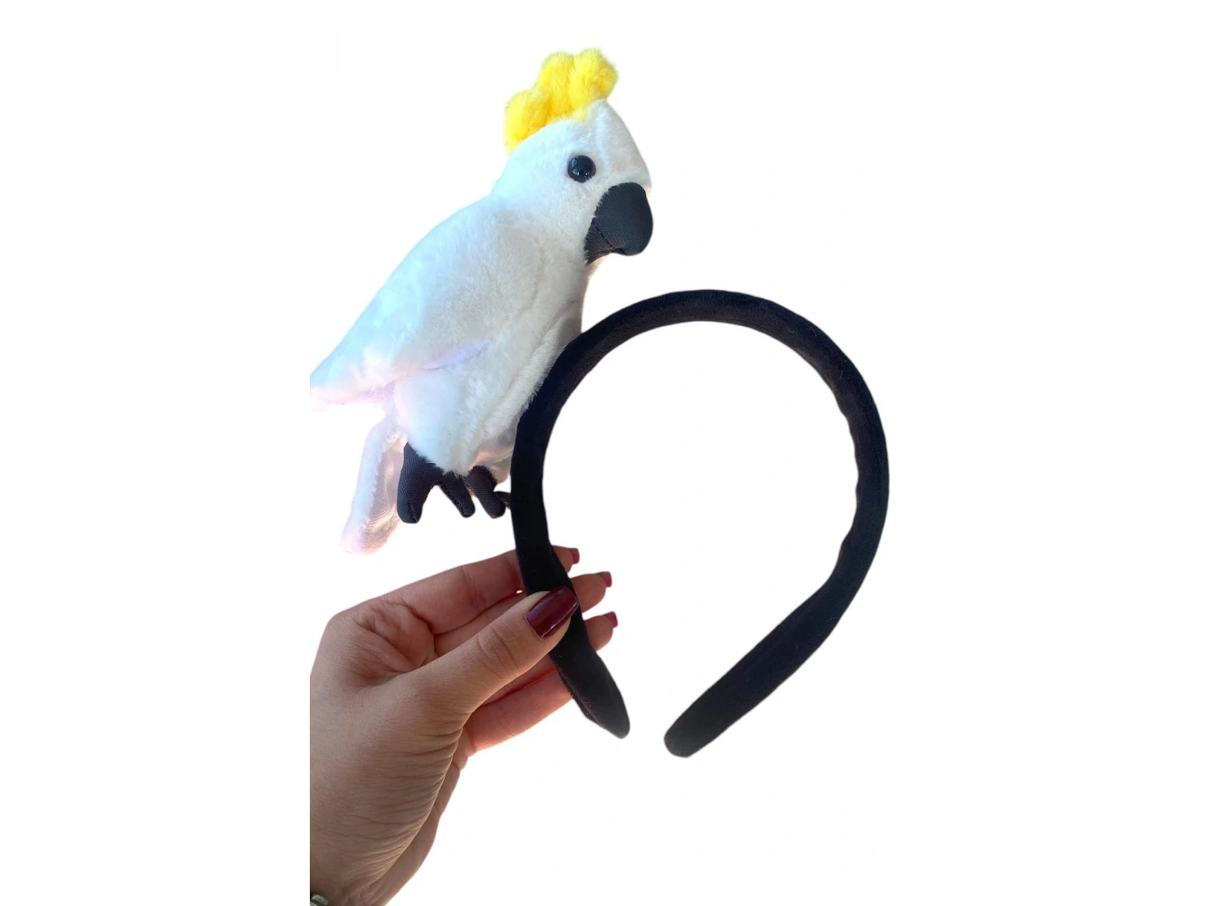 Beyaz Ve Sarı Renk Papağan Figürlü Taç