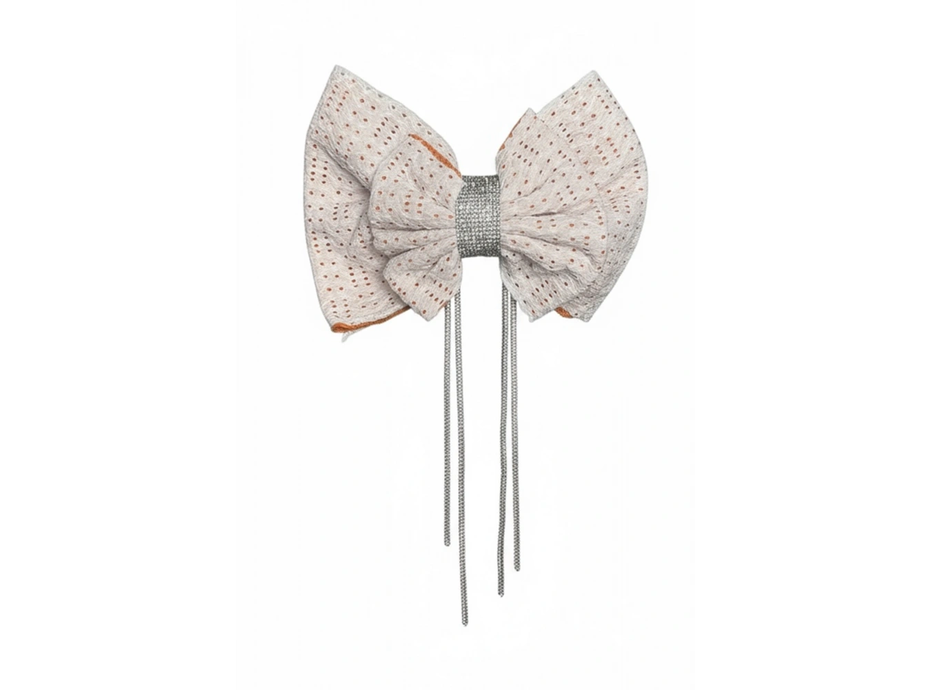 Beyaz Ve Turuncu Renk Kurdele Figürlü Taş Detaylı  Otomat Toka