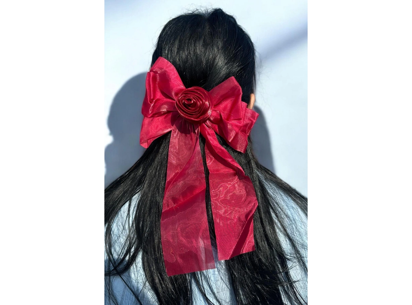 Bordo Gül Figürlü Kurdele Pens Toka