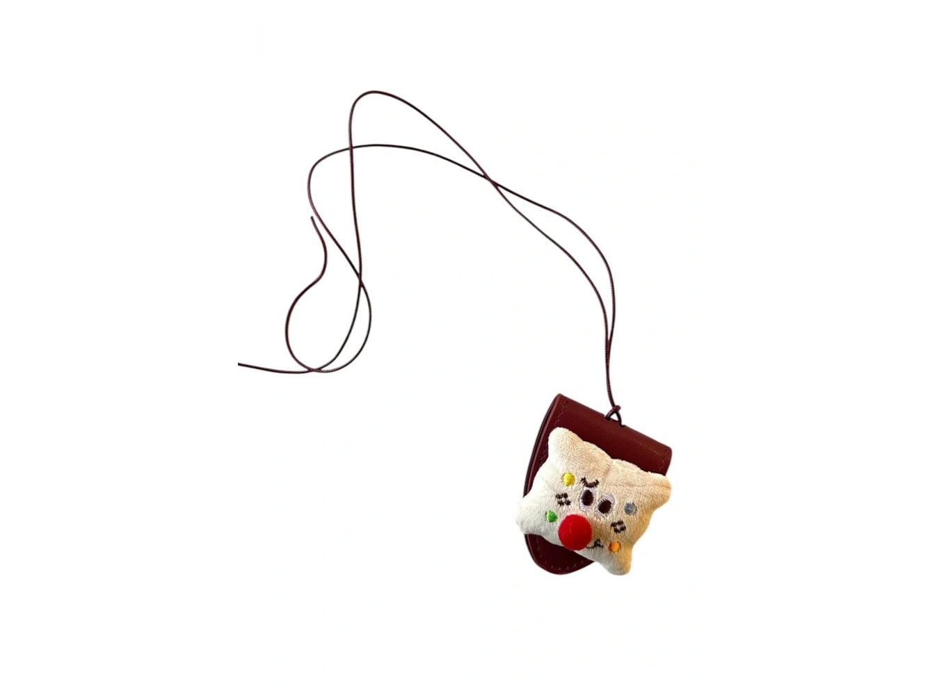 Bordo Renk Ayıcık Figürlü Boyundan Asmalı Gözlük Tutacağı