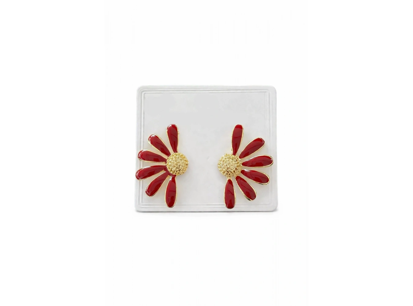 Bordo Renk Çiçek Figürlü Küpe (Çift)