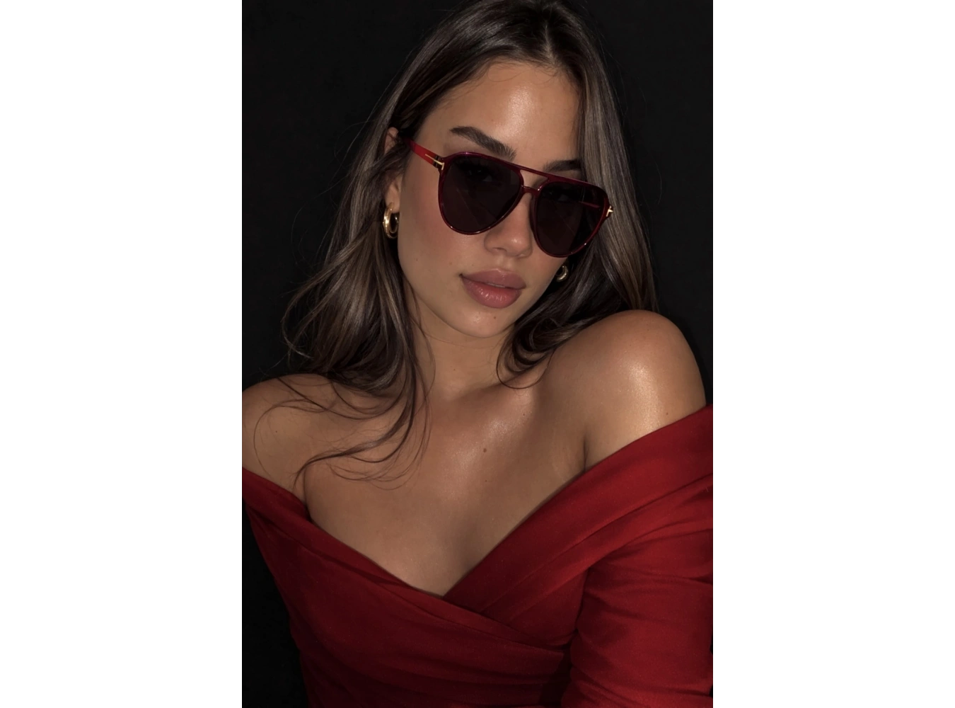 Bordo Renk Kadın Güneş Gözlük