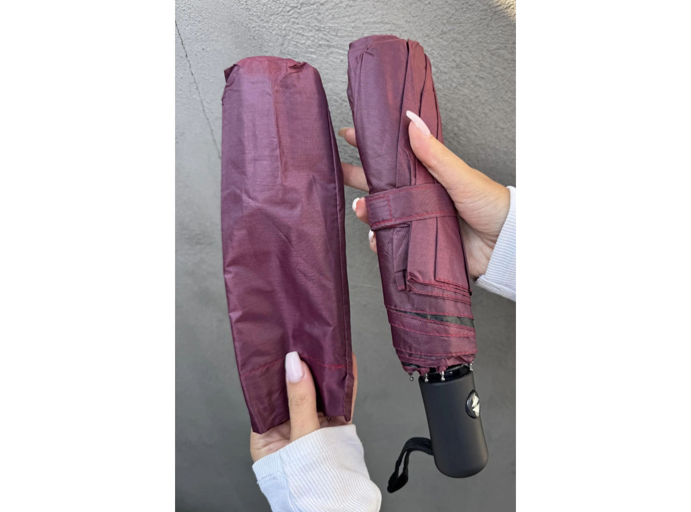 Bordo Renk Katlanabilir Şemsiye